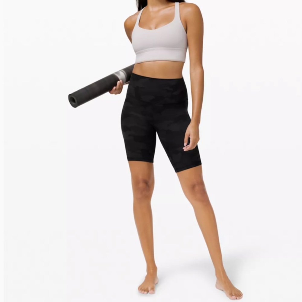 Lululemon high rise Align 10” inch heritage camo black coal bike short size 6